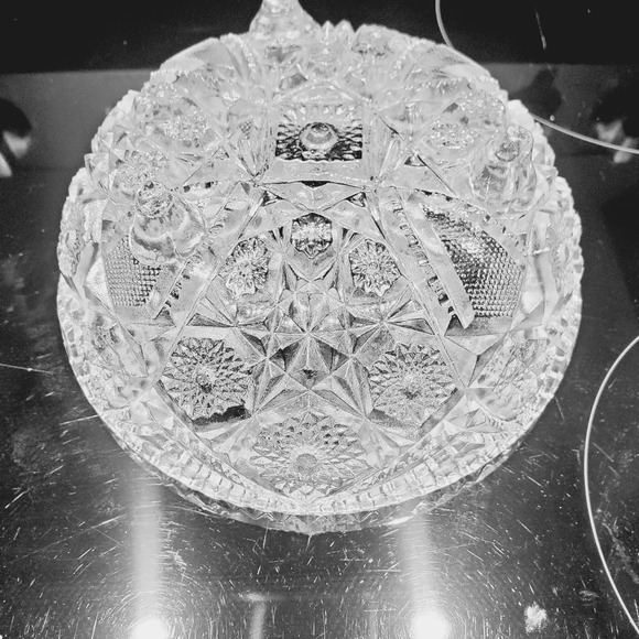 EAPG Three Toed Bowl, McKee Glass, Footed, Star Pattern, Sawtooth Edged,7" - Picture 8 of 8